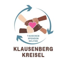 Hände die sich gegenseitig halten im Kreis mit Herz und Text
